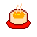 cute pixel animation of an orange pot with steam